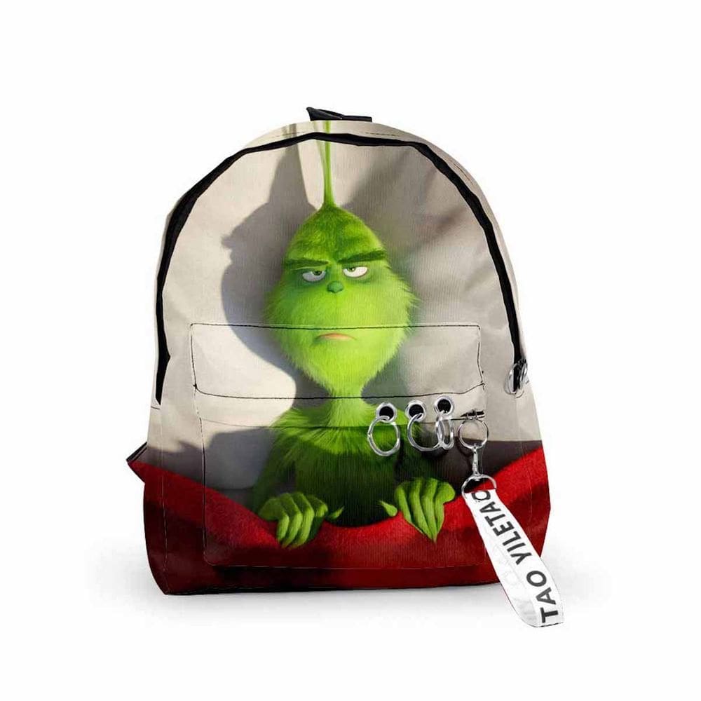Mochila Grinch Christmas Cartoon Kids School 29x12x40cm