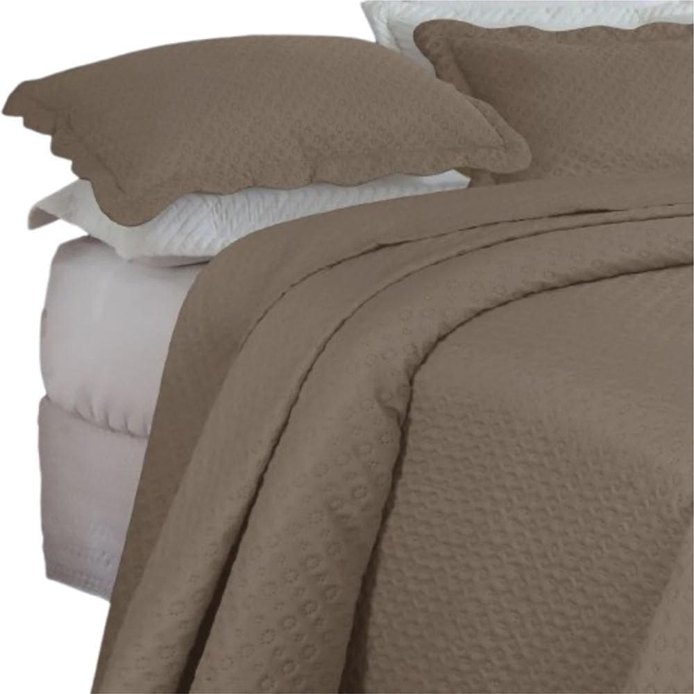 Colcha King Bouti Dupla Face 03 Peças - Marrom