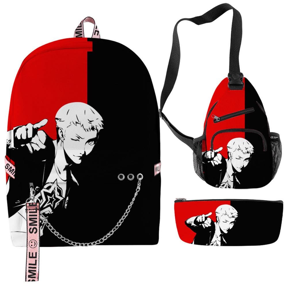 Conjunto de mochilas Goro Akechis Cartoon Kids School 3 unidades