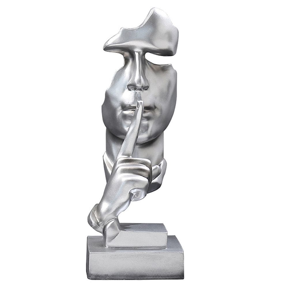 Estatueta, escultura, estátua, silêncio abstrato, é resina dourada