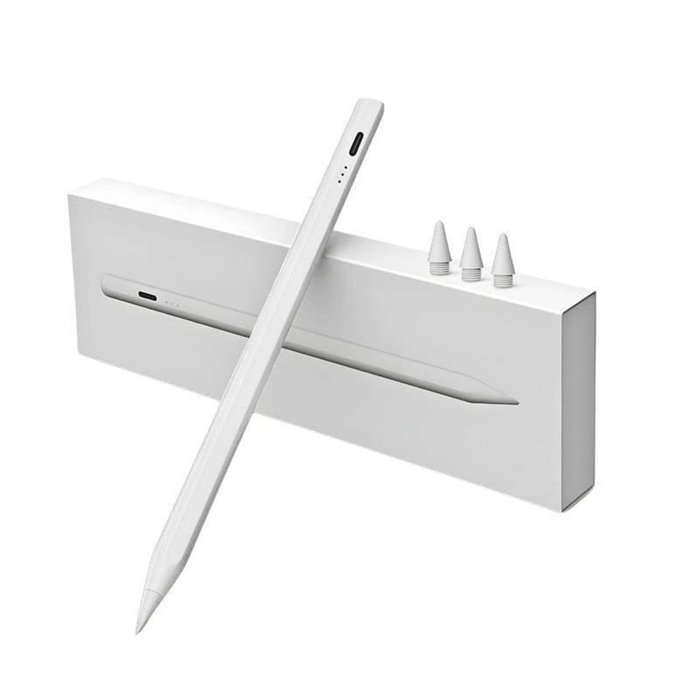 Caneta Digital Branca Recarregável Touchscreen Ponta Fina