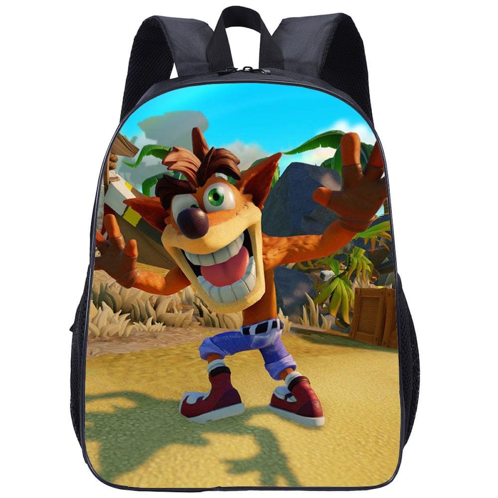 Mochila escolar Crash Bandicoot Anime Oxford Cloth 30x13x40cm