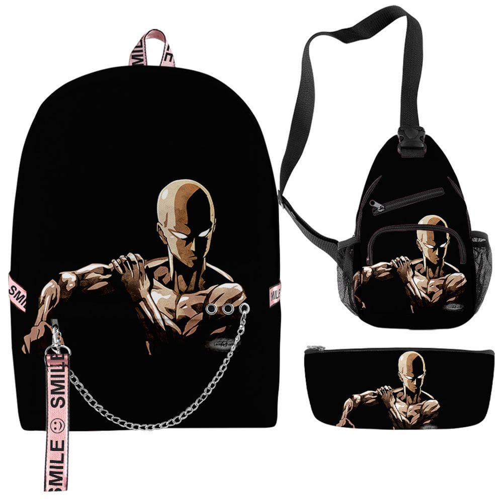 Conjunto de mochilas One Punch Man School de 3 peças para crianças
