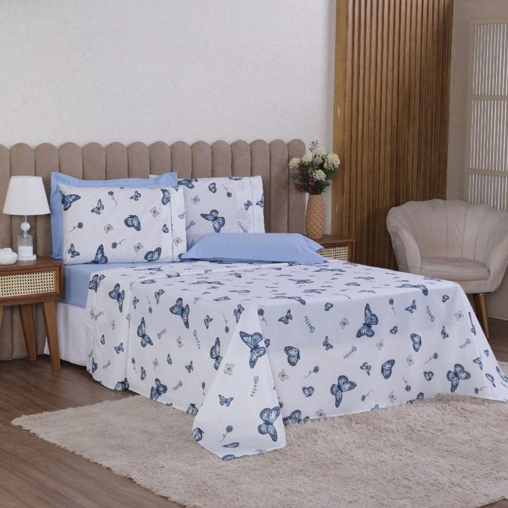 MP - Jogo Cama Casal 4P Lenc ol   Fronha Esme