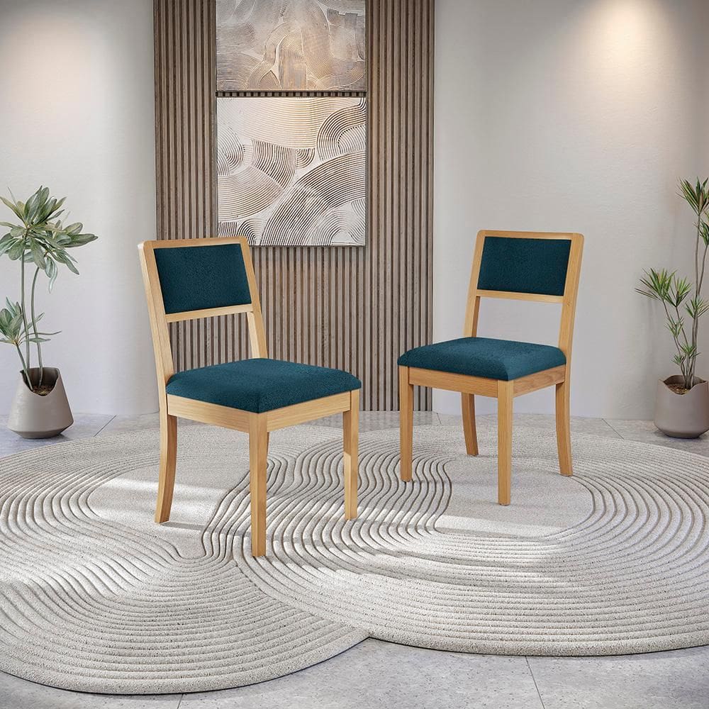 Par de Cadeiras Montadas Kappesberg em Madeira Maciça Alice Boucle Azul
