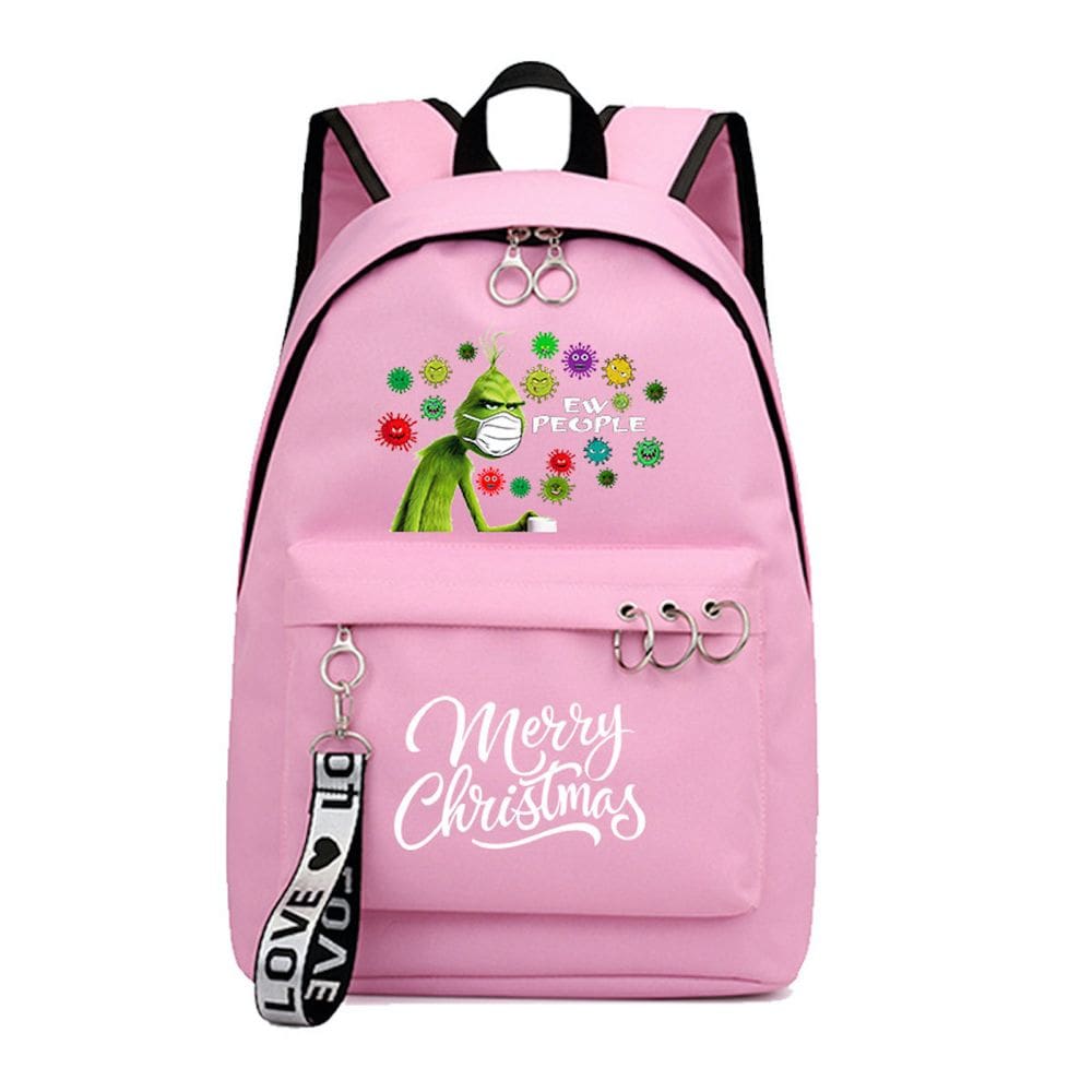 Mochila Grinch Christmas Cartoon Kids School 30x16x44cm
