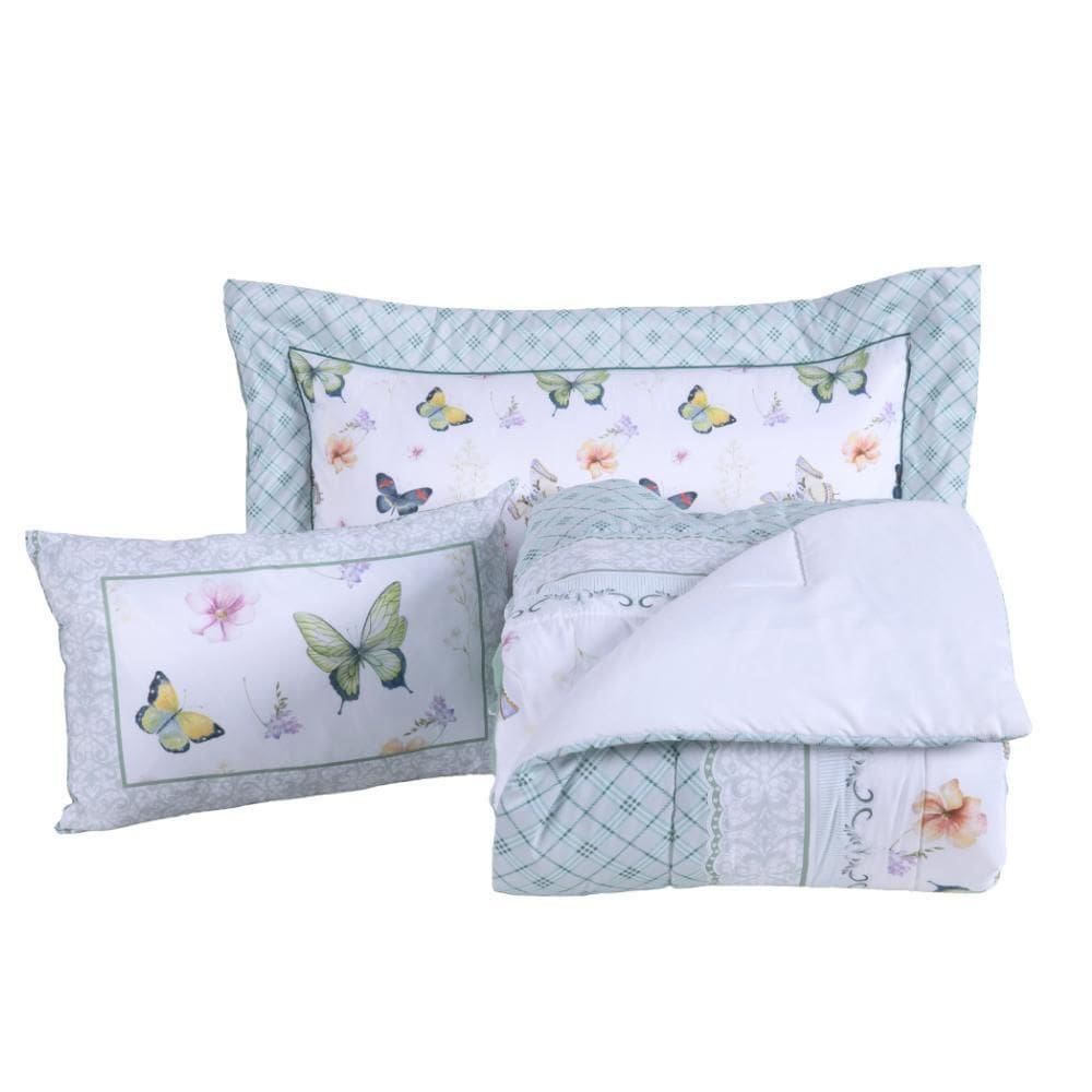 Edredom Girl 4 Peças Solteiro 100% Poliéster Borboletas