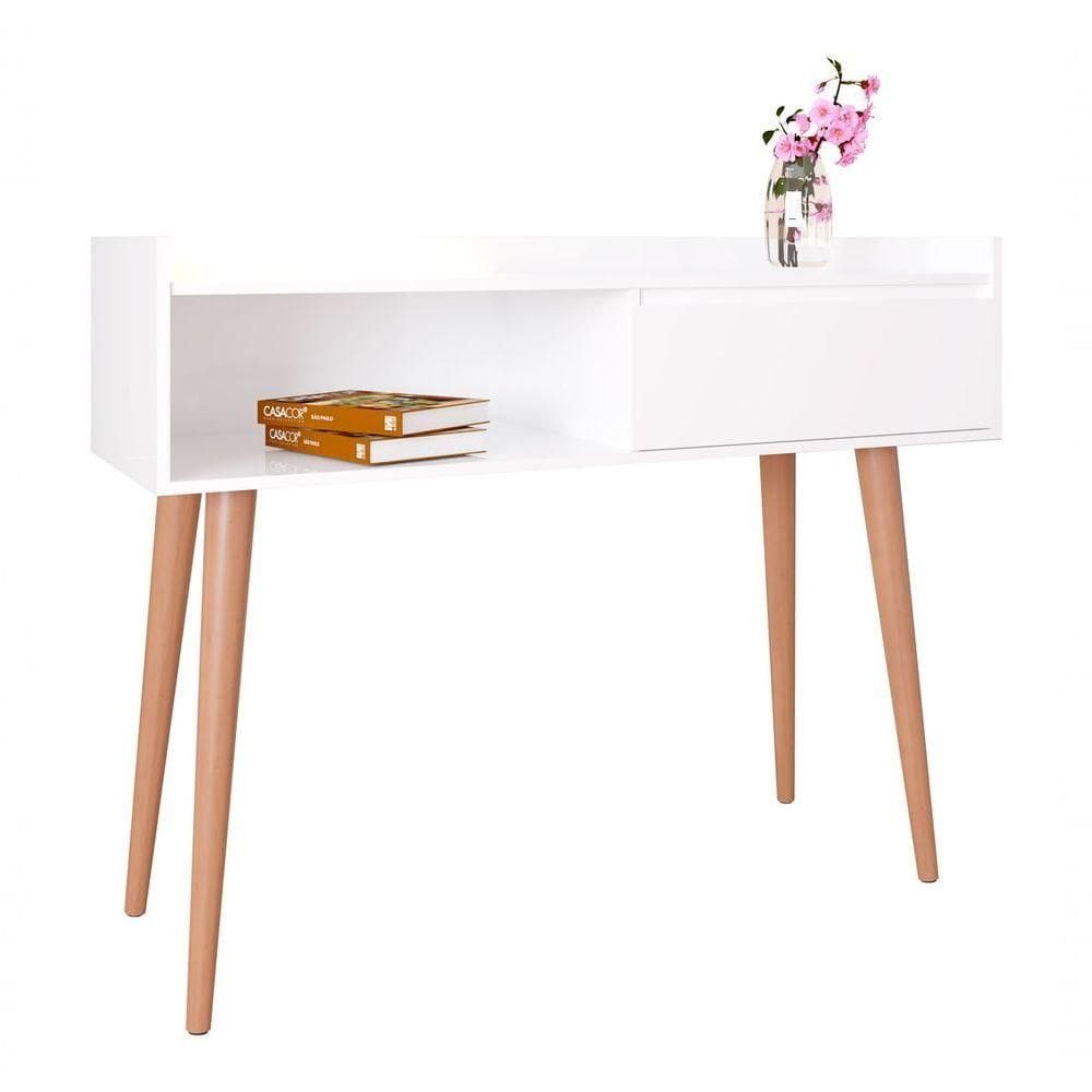 Balcão Aparador Retrô Delux Branco Gloss - Moveisaqui