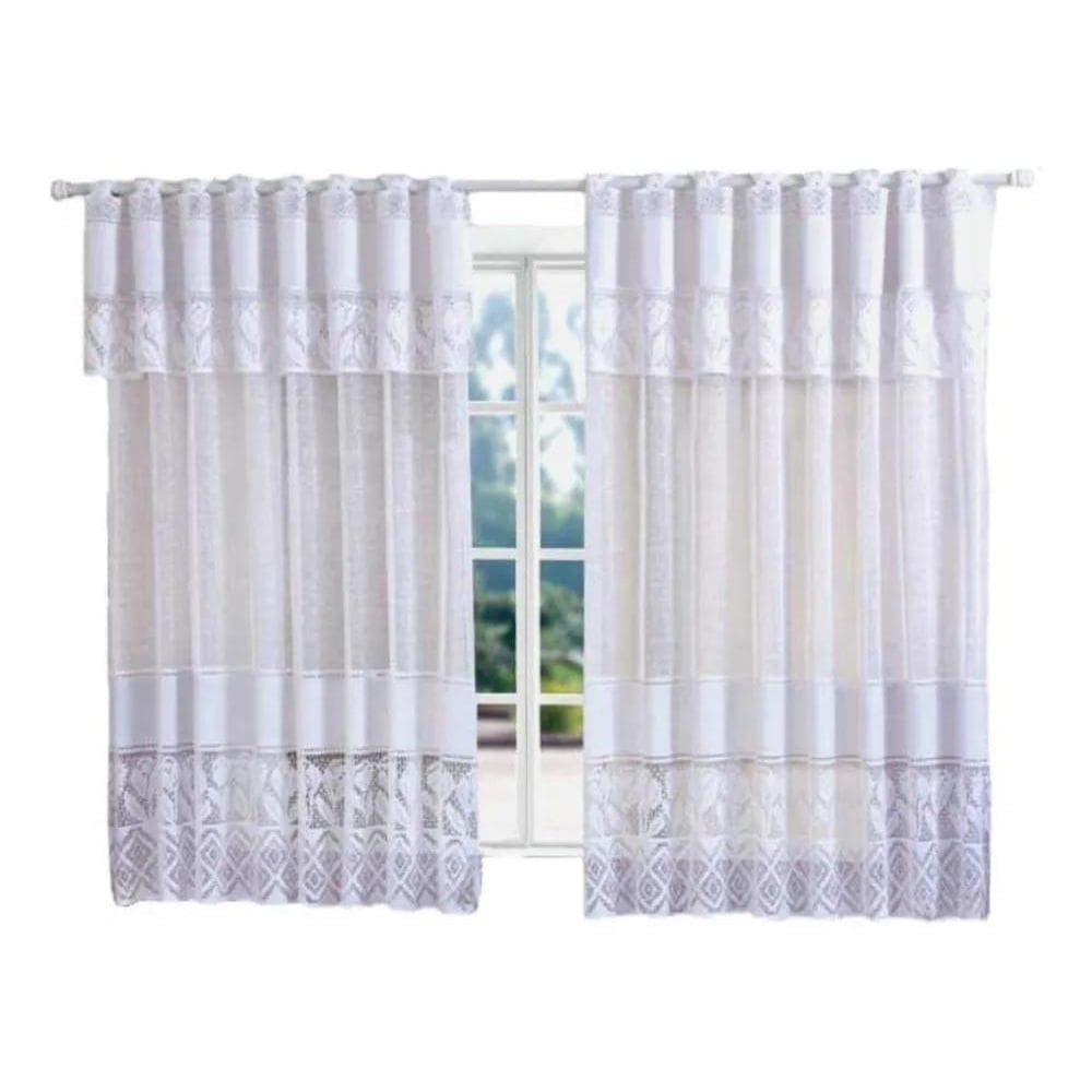 2X Cortina De Renda Para Cozinha Sala Ou Quarto 2,60M X 1,30