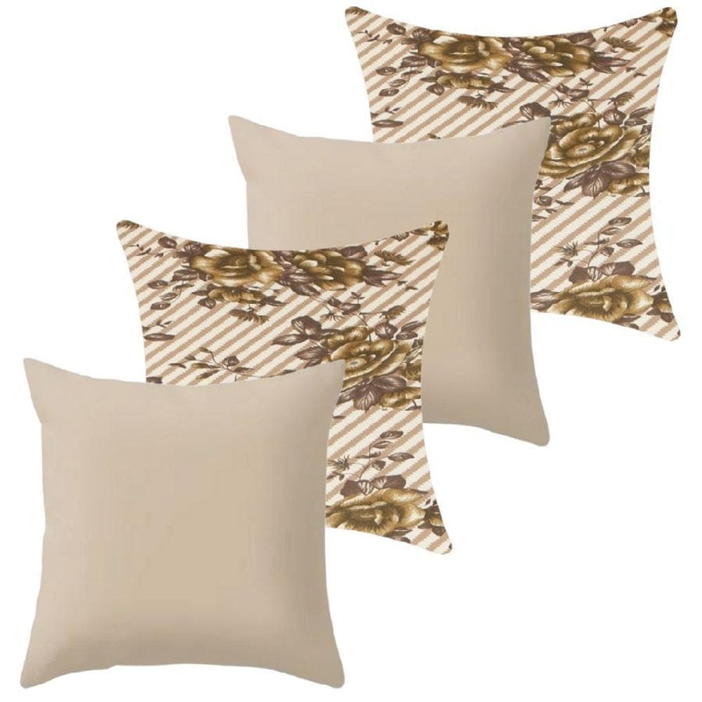 Kit 4 Capa De Almofada 40X40 Malha Com Zíper Lisa Estampada