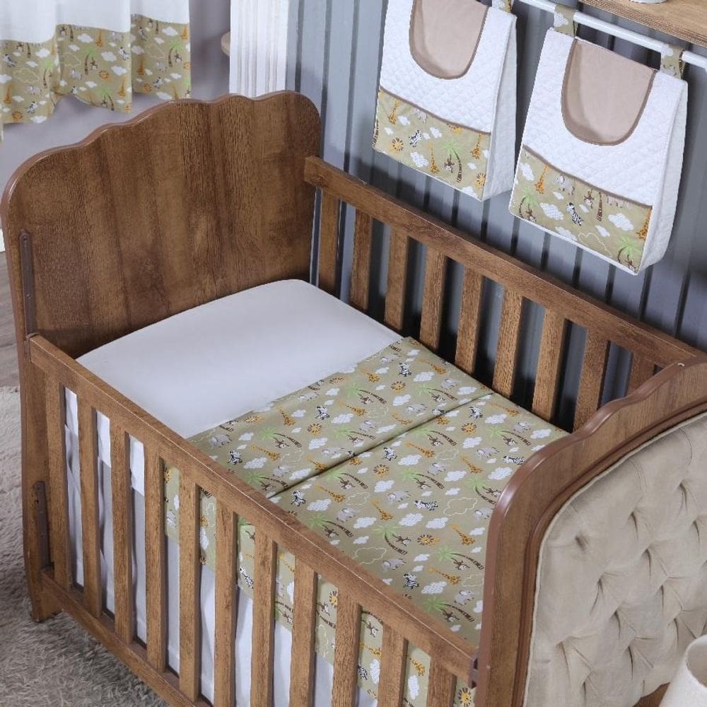 Lençol Berço Sem Elástico Percal Algodão Liso Bebe Menino