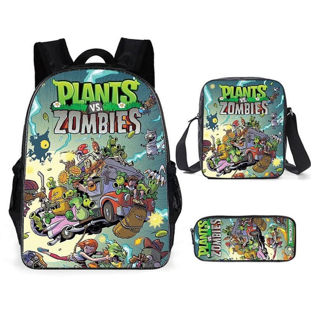Conjunto de mochilas Plants Zombies Cartoon Kids School Nylon