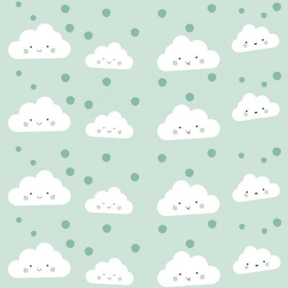 Papel De Parede Infantil Nuvem Verde