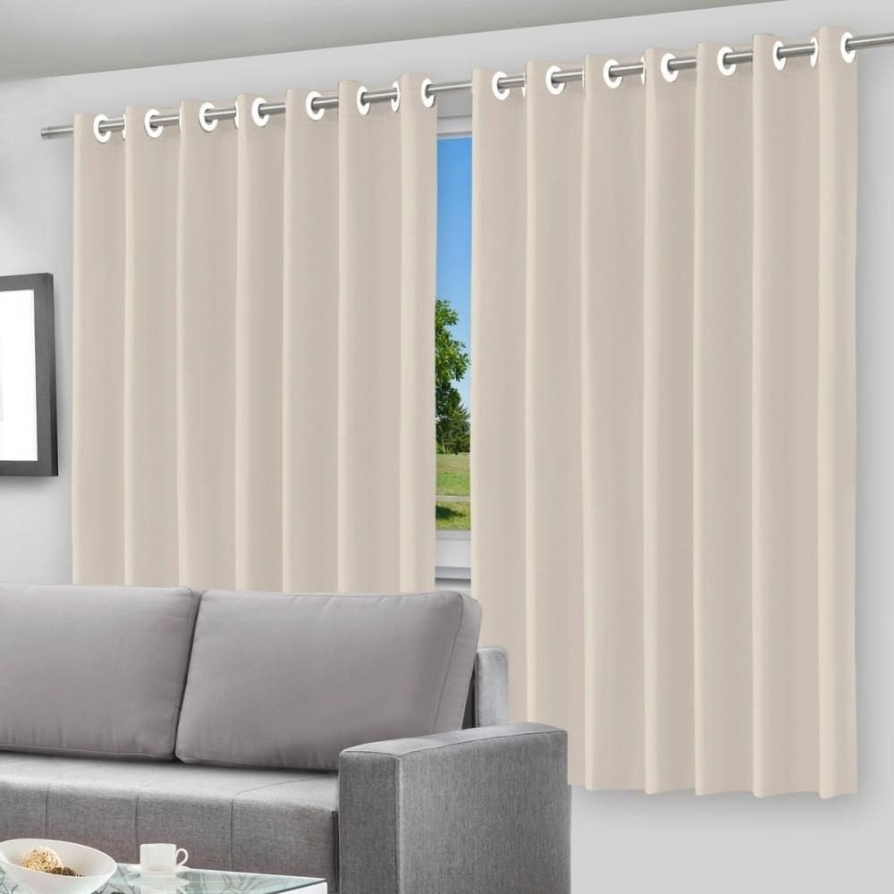 Cortina Blackout Bege Pvc 280X180Cm Com Ilhós Corta Luz