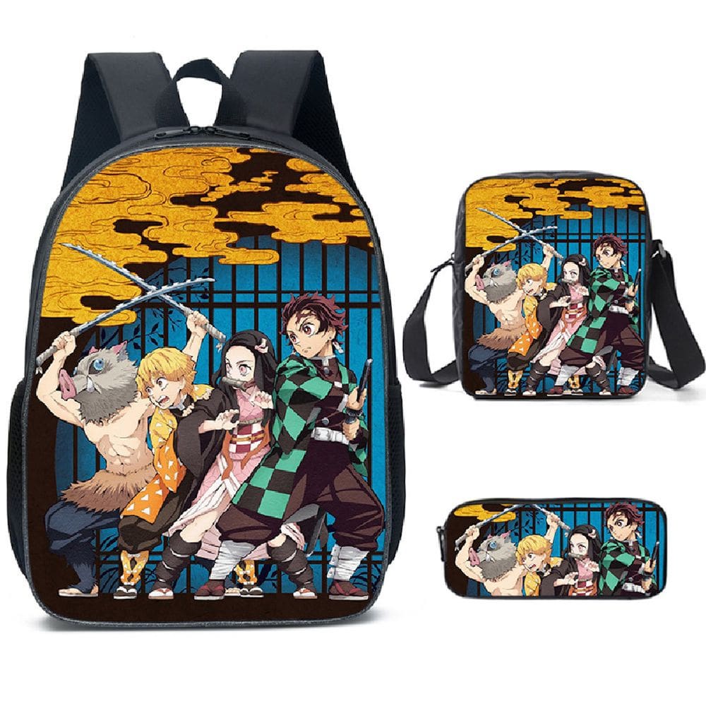 Conjunto de mochilas Demons Slayers Anime School, 3 unidades com Shoul