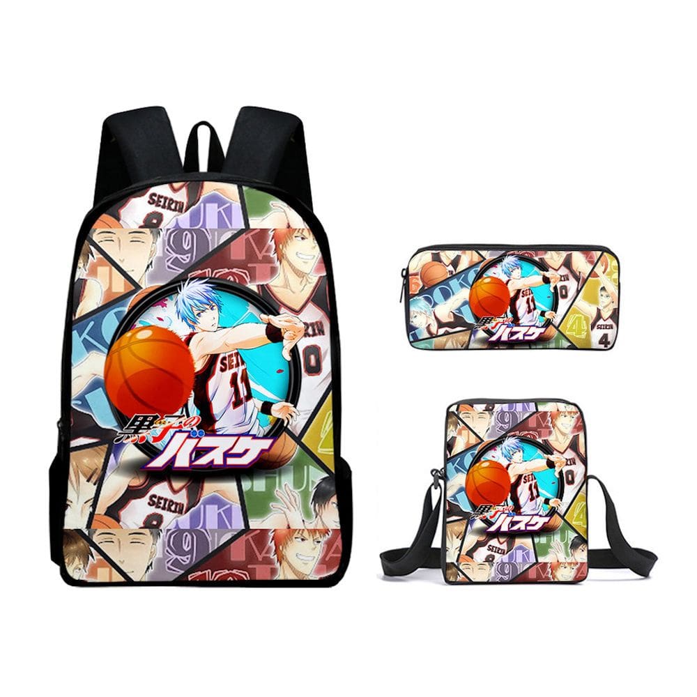 Conjunto de mochilas Kurokos Basketballs Anime School 3D Bolsa 3 unidades