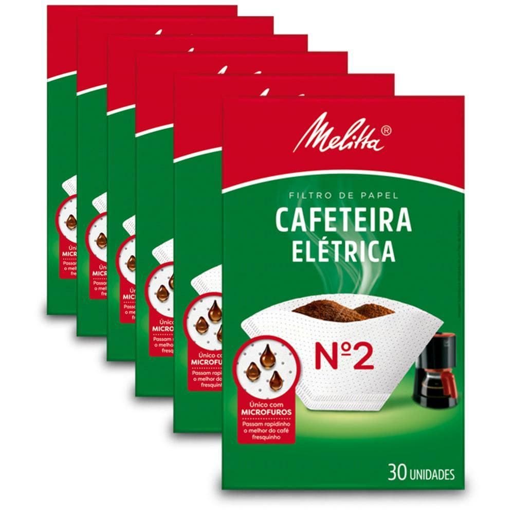 Filtro De Papel Melitta Cafeteira Elétrica Nº2 Kit 6 Pacotes