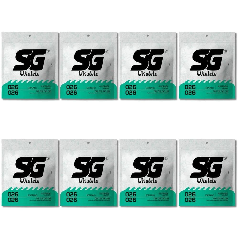Kit 8 Encordoamento Ukulelê Sg Nylon Branco Soprano 0.026