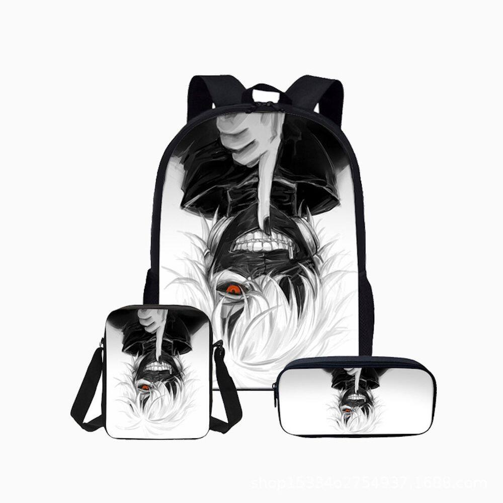 Conjunto de mochilas escolares Tokyos Ghouls Kanekis Kens para crianças