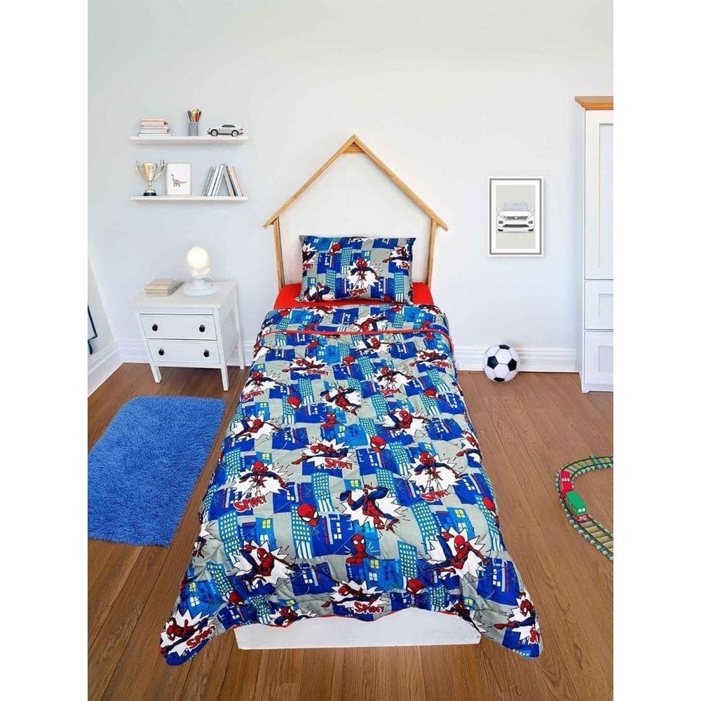 Edredom Dupla Face Microfibra Solteiro Spider Man 140X210M