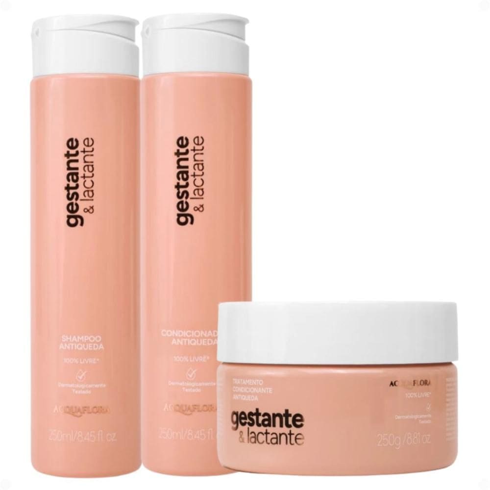 Kit Acquaflora Gestante e Lactante Antiqueda: Shampoo, Condicionador 250ml e Máscara Capilar 250g