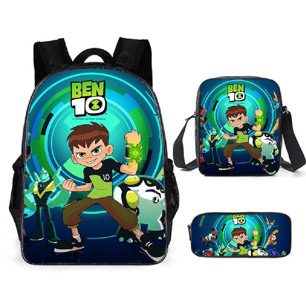 Conjunto de mochilas Bens 10 Anime School, 3 peças com bolsa de ombro