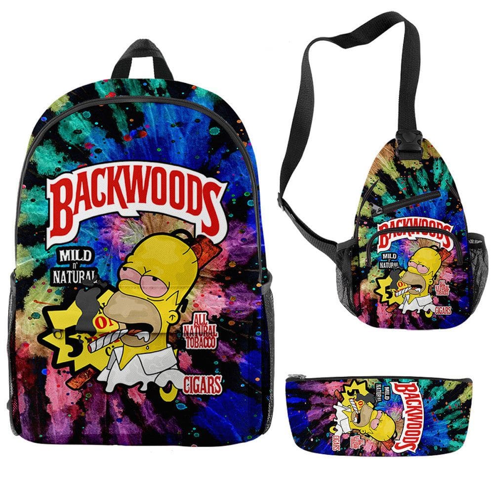 Conjunto de mochilas Backwoodss Anime para crianças e escola com bolsa de peito