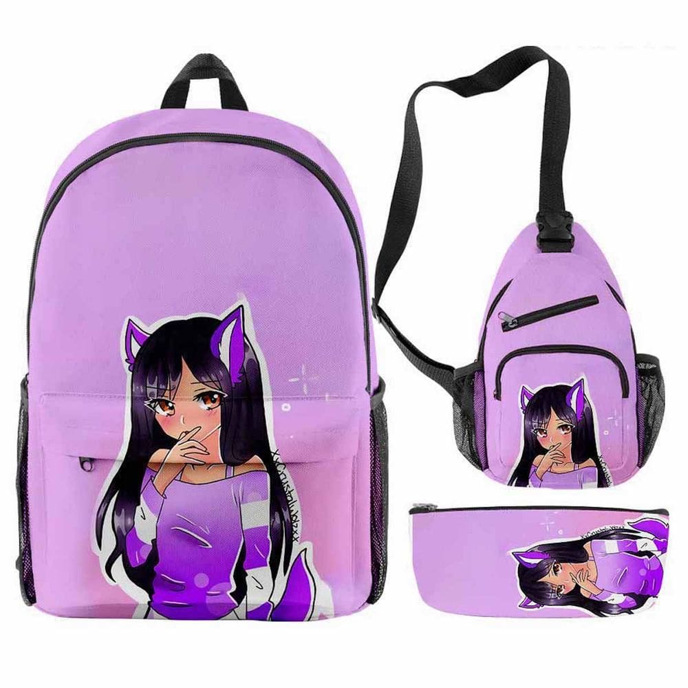 Conjunto de mochilas Aphmaus Cartoon Kids School Mochila Anime