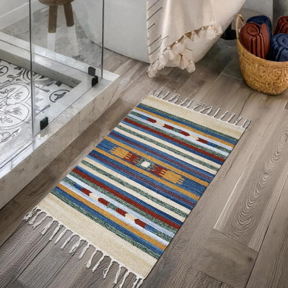 1 Tapete Banheiro Kilim Absorvente 100% Algodão 50 X 70 M08