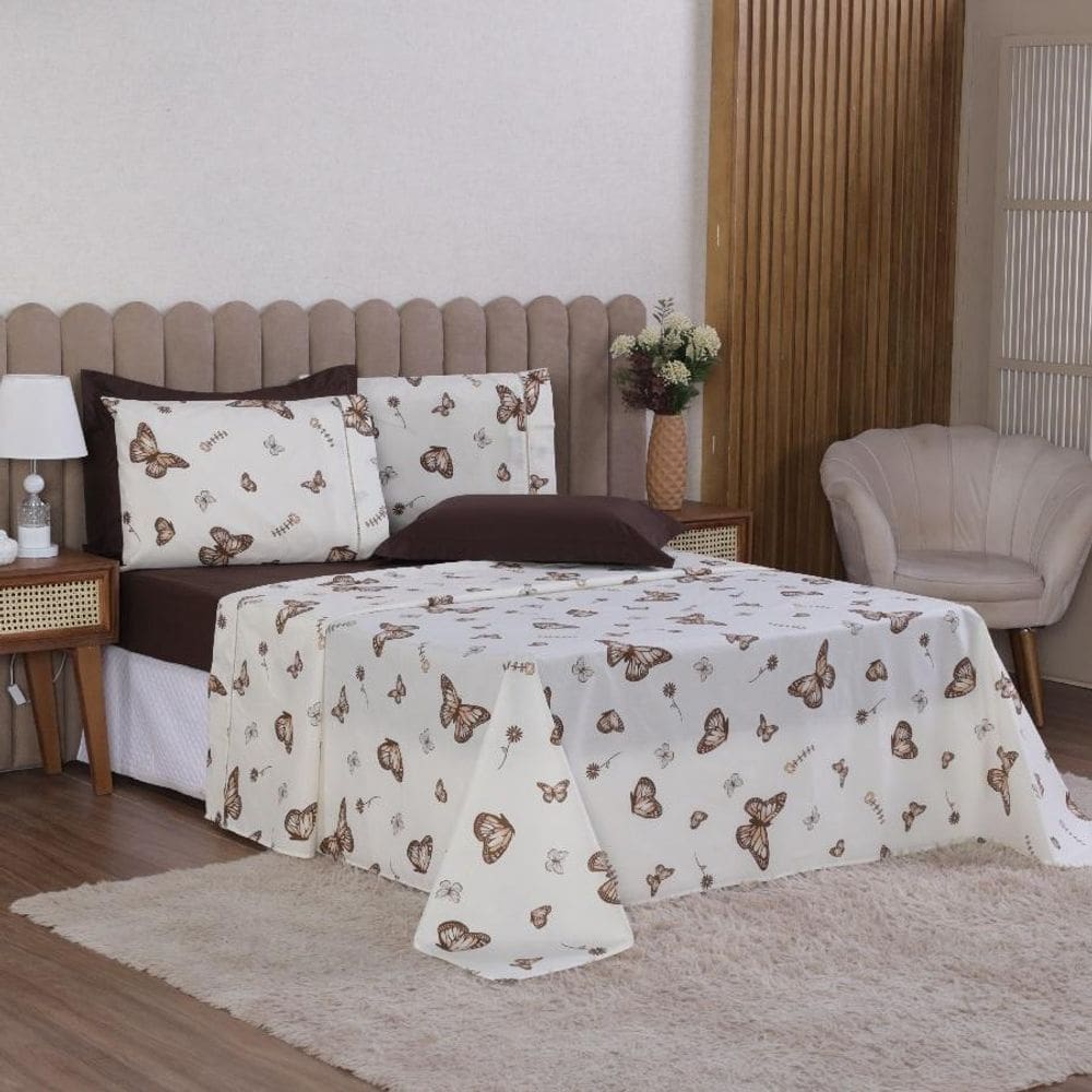 MP - Jogo Cama Casal 4P Lenc ol   Fronha Esme