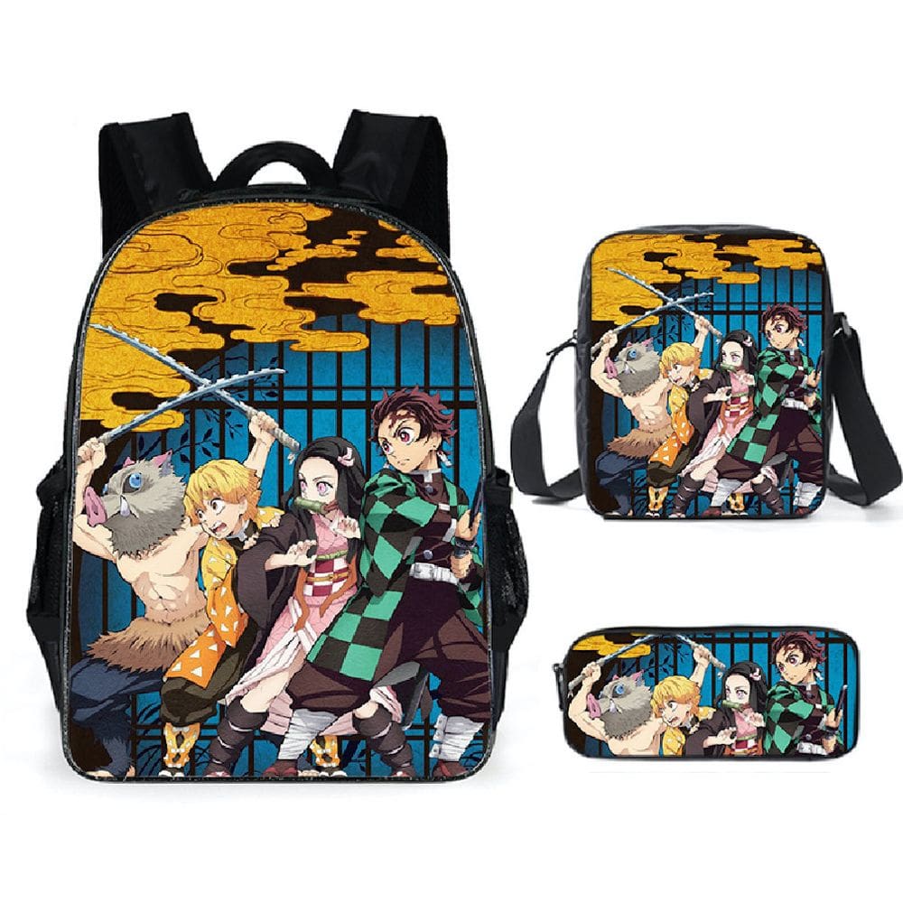 Conjunto de mochilas Demons Slayers Satchel Polyester Anime Sc
