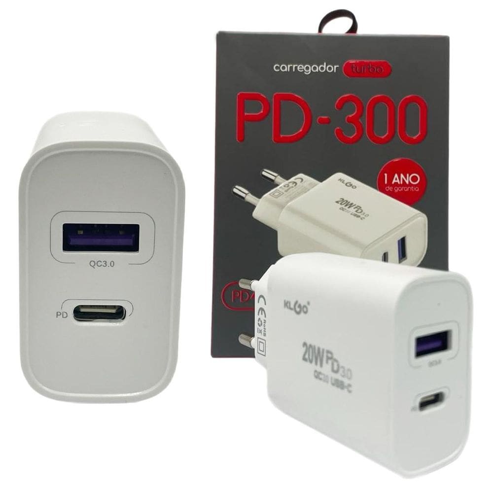 Carregador Celular Turbo Power 20W Usb A + Usb-C