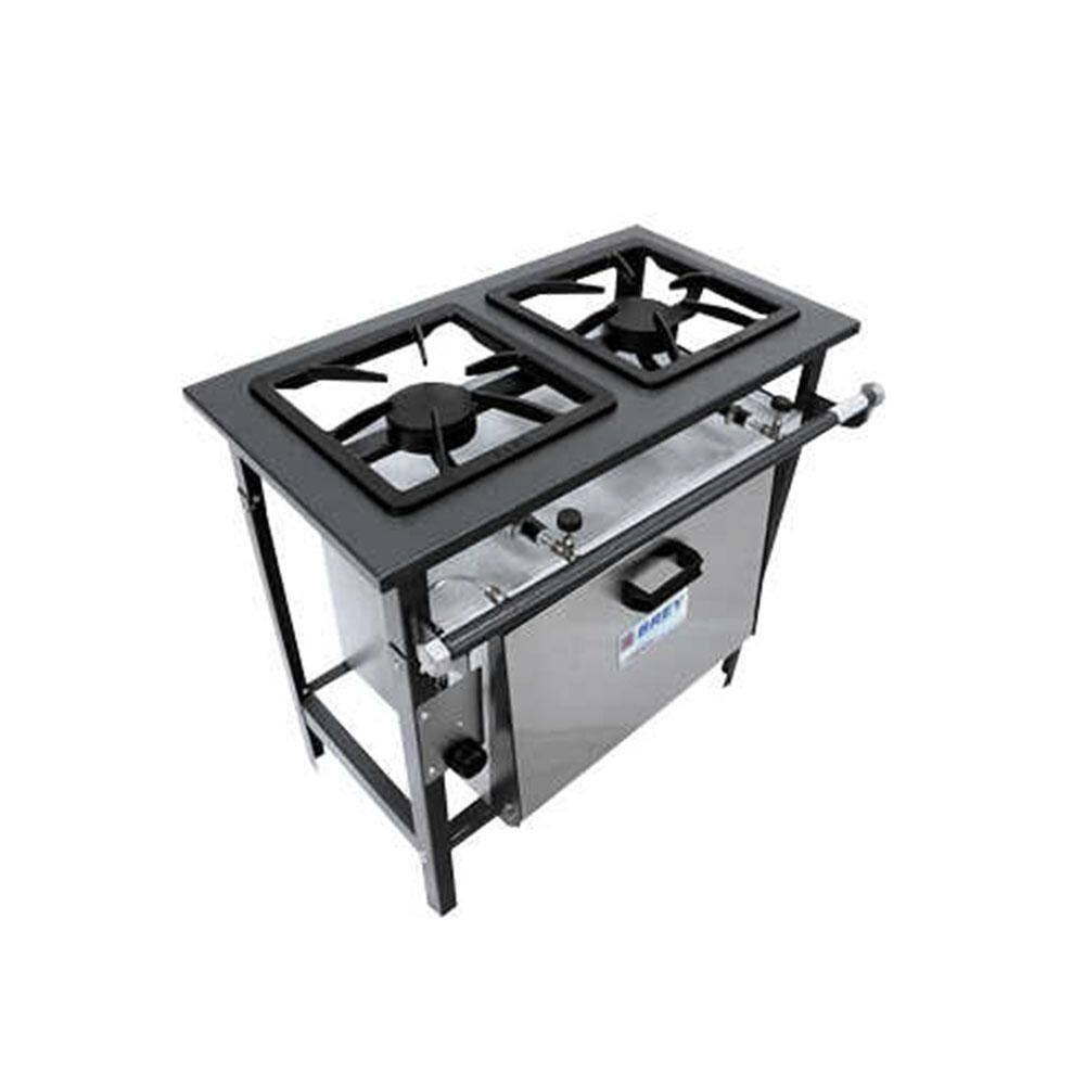 Fogão 2 Bocas Metal Brey Alta Pressão com Forno Linha Stand 002-F