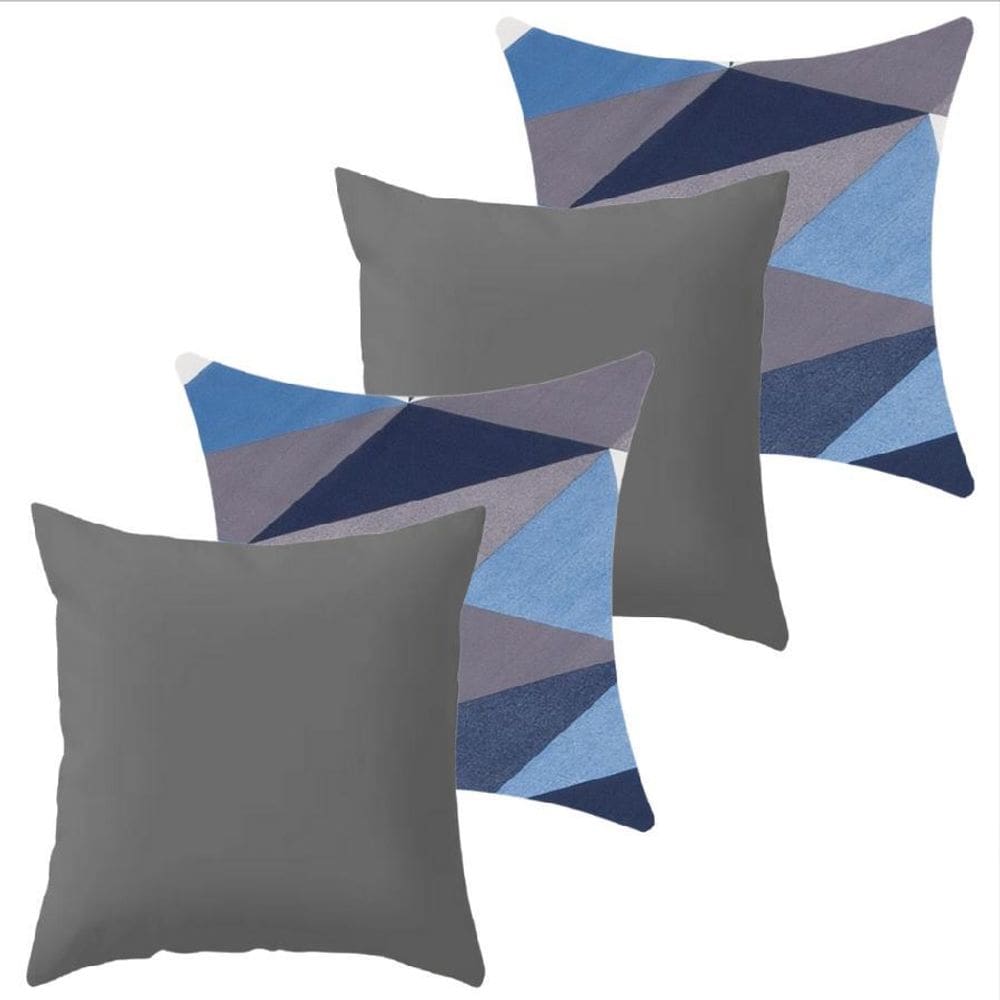 Kit 4 Capa De Almofada 40X40 Malha Com Zíper Lisa Estampada