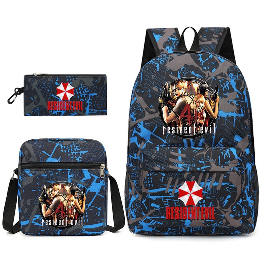 Conjunto de mochilas Resident Evil Cartoon Kids Nylon, 3 unidades