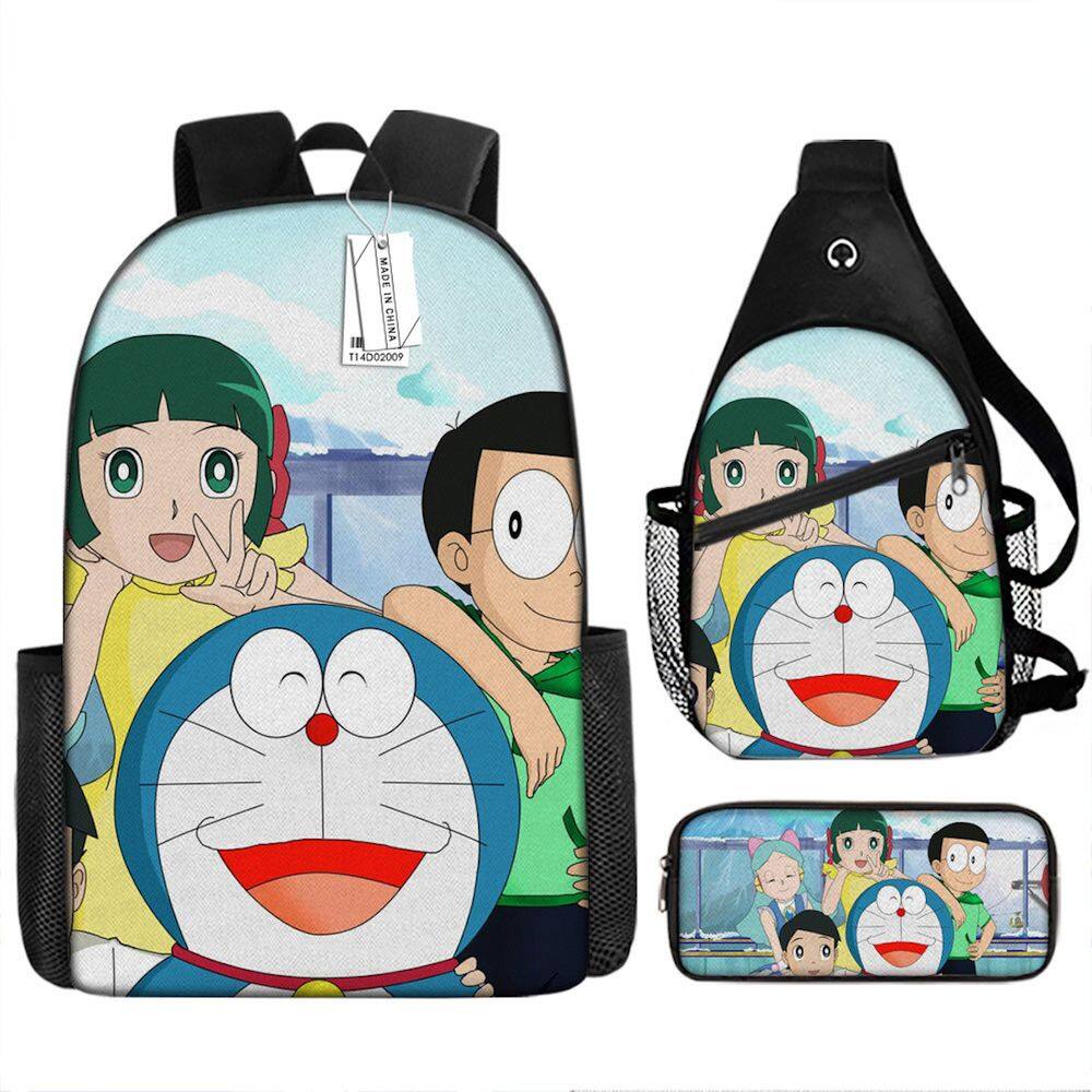 Conjunto de mochilas Doraemons Cartoon Kids School Mochila Anime