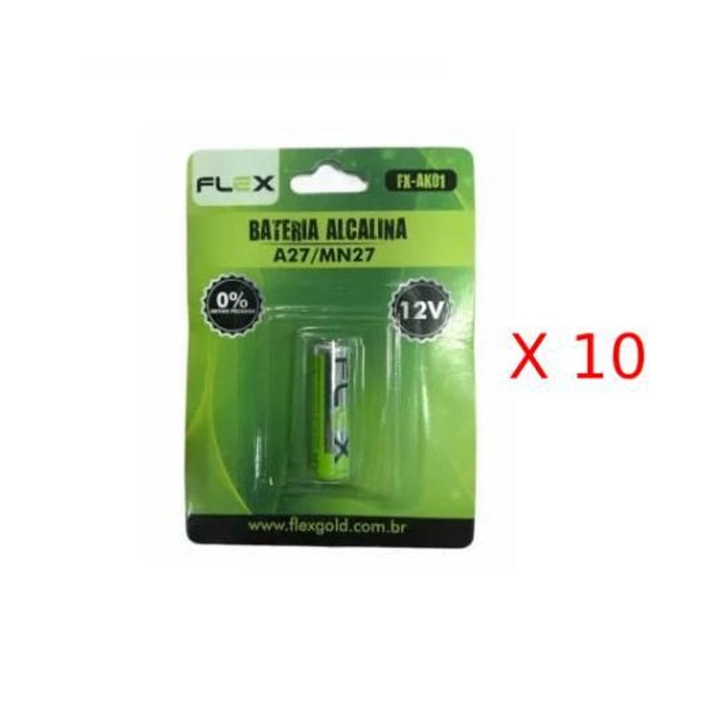 Pack De Bateria Flex Cartela Com 1Un A27 12V Fx-Ak01 10X