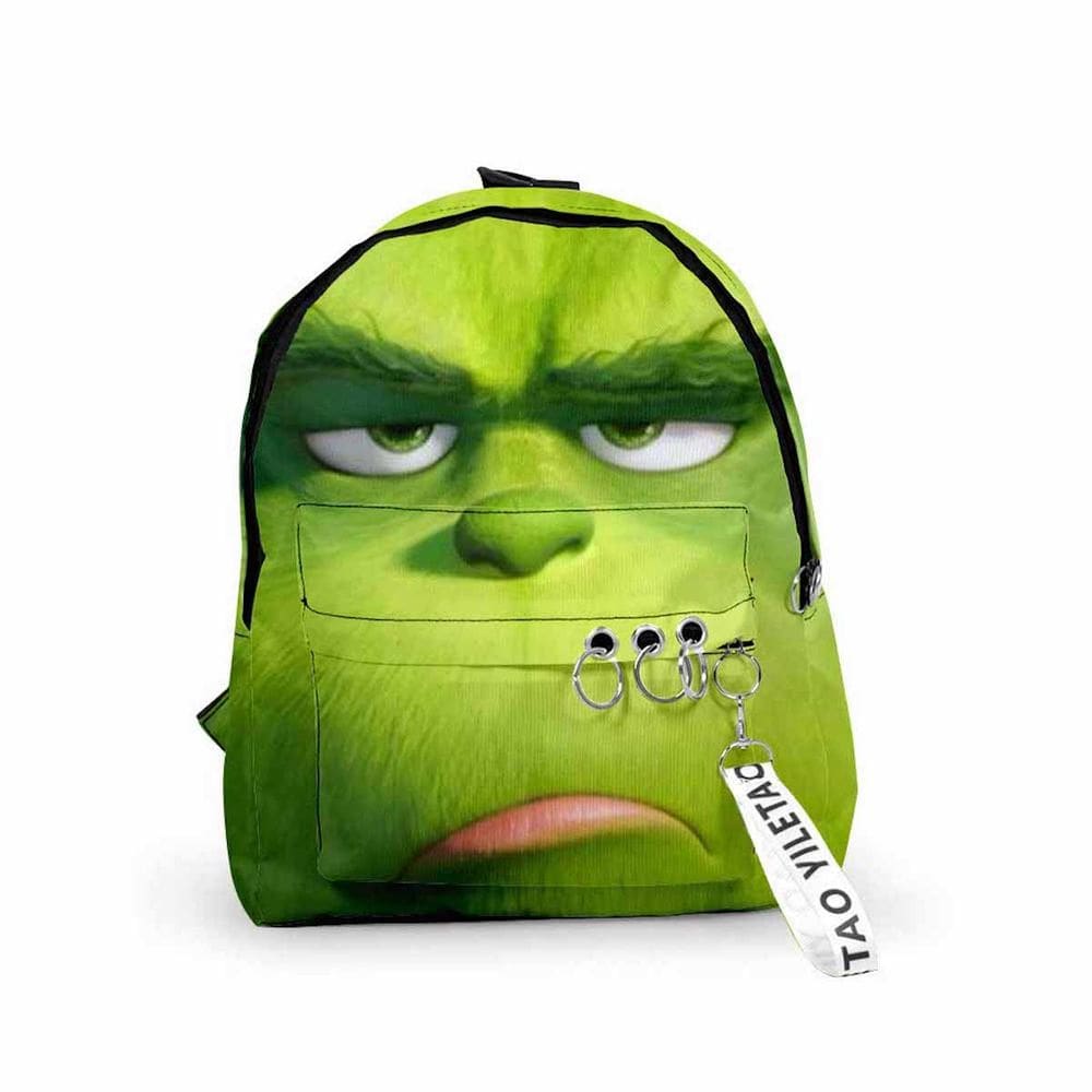 Mochila Grinch Christmas Cartoon Kids School 29x12x40cm