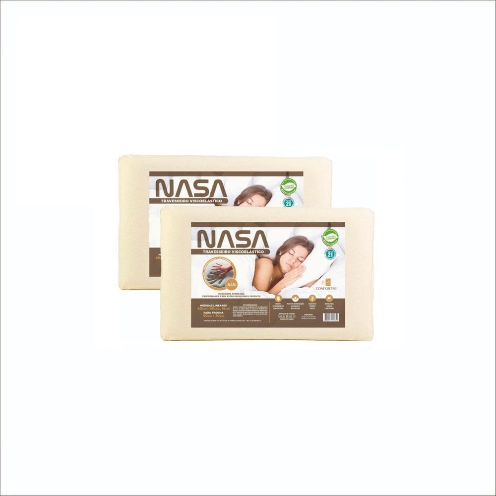 Kit2 Travesseiro Grande Antialérgico Viscoelástico Nasa 16Cm
