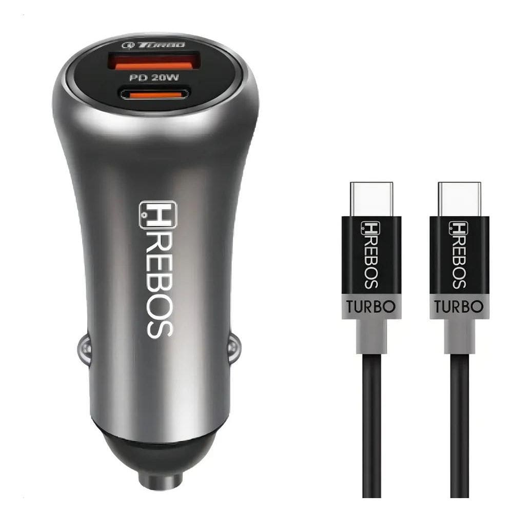2X Carregador Veicular Turbo 20W Usb + Usb-C Com Cabo Turbo