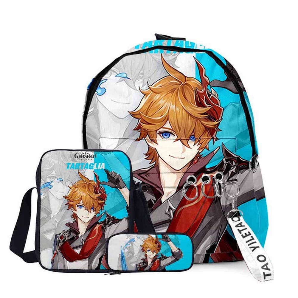 Conjunto de mochilas escolares Genshin Impact Tartaglias Cartoon Kids