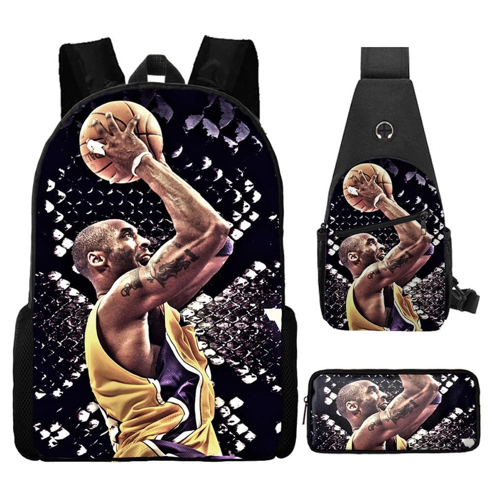 Conjunto de mochilas escolares Kobes Bryansts Anime para crianças