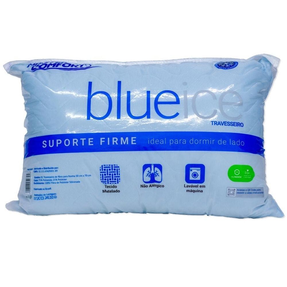 Travesseiro Blue Ice Master Comfort Suporte Firme 50X70X14Cm