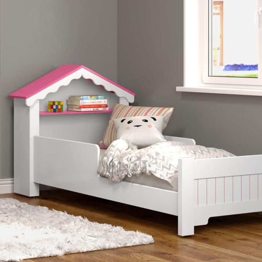 Mini Cama Infantil Casinha Princesa Quarto Branco Rosa