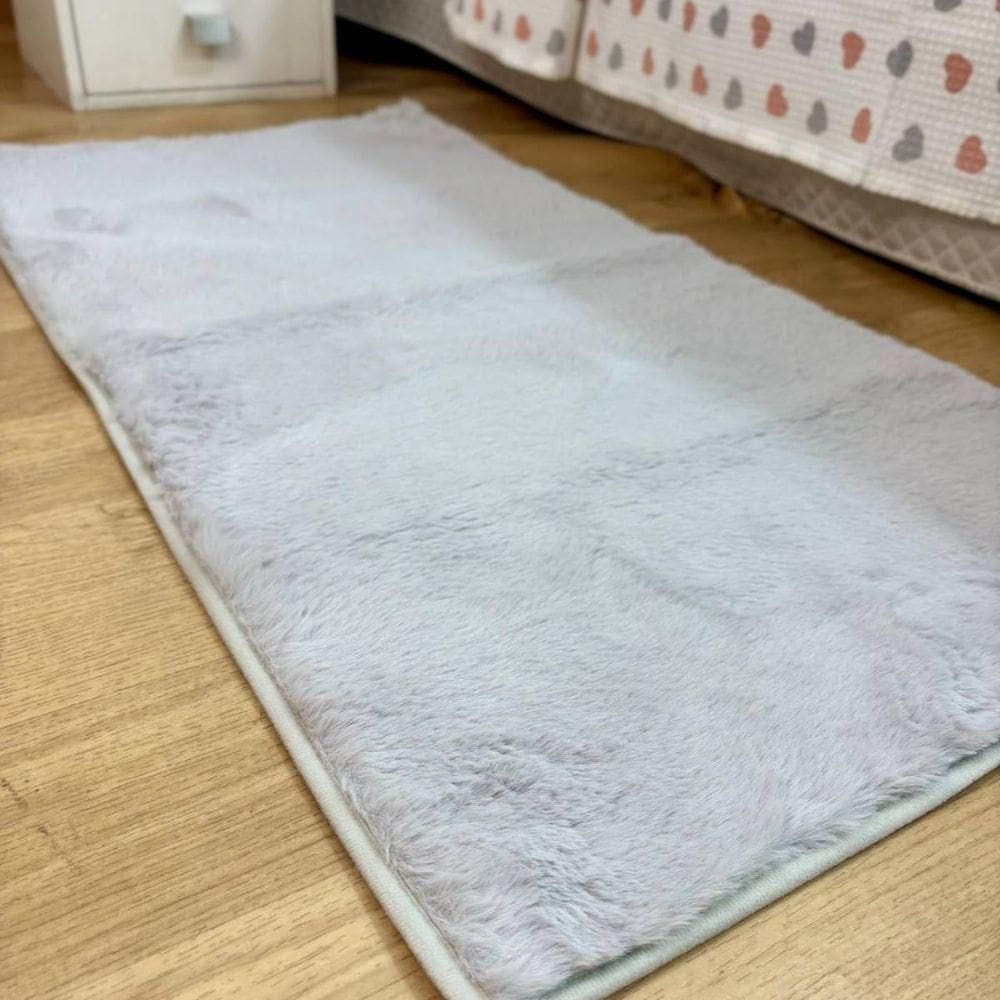 Tapete Chinchila Basa Antiderrapante 50x100cm Cinza