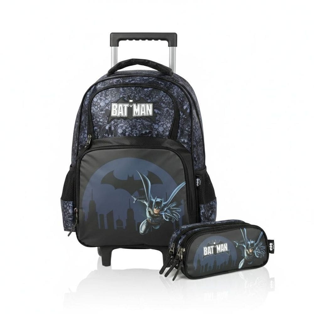 Kit Escolar Preto Batman Mochila + Estojo 3 Divisões