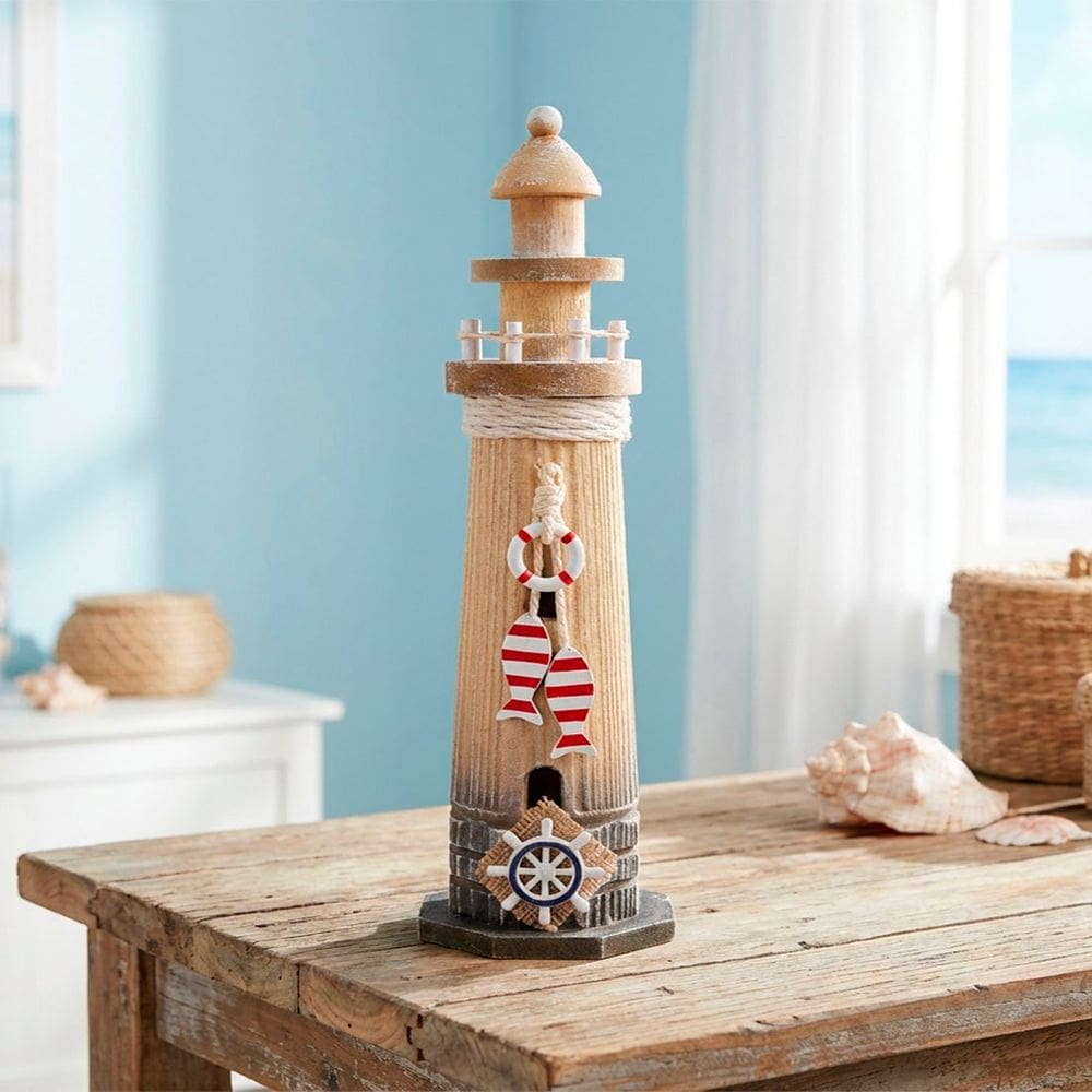 Farol Artesanal Decoração Náutico Casa Praia Marítimo 33cm