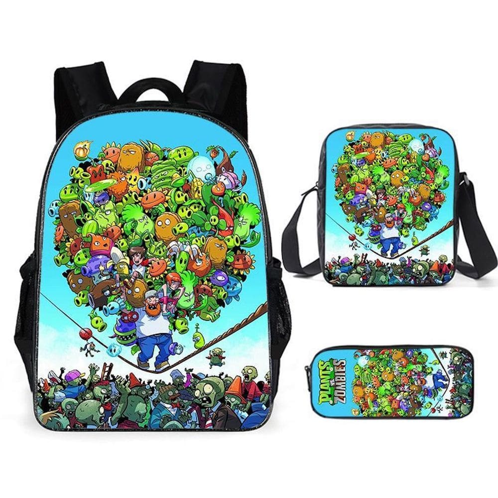Conjunto de mochilas Plants Zombies Cartoon Kids School Nylon
