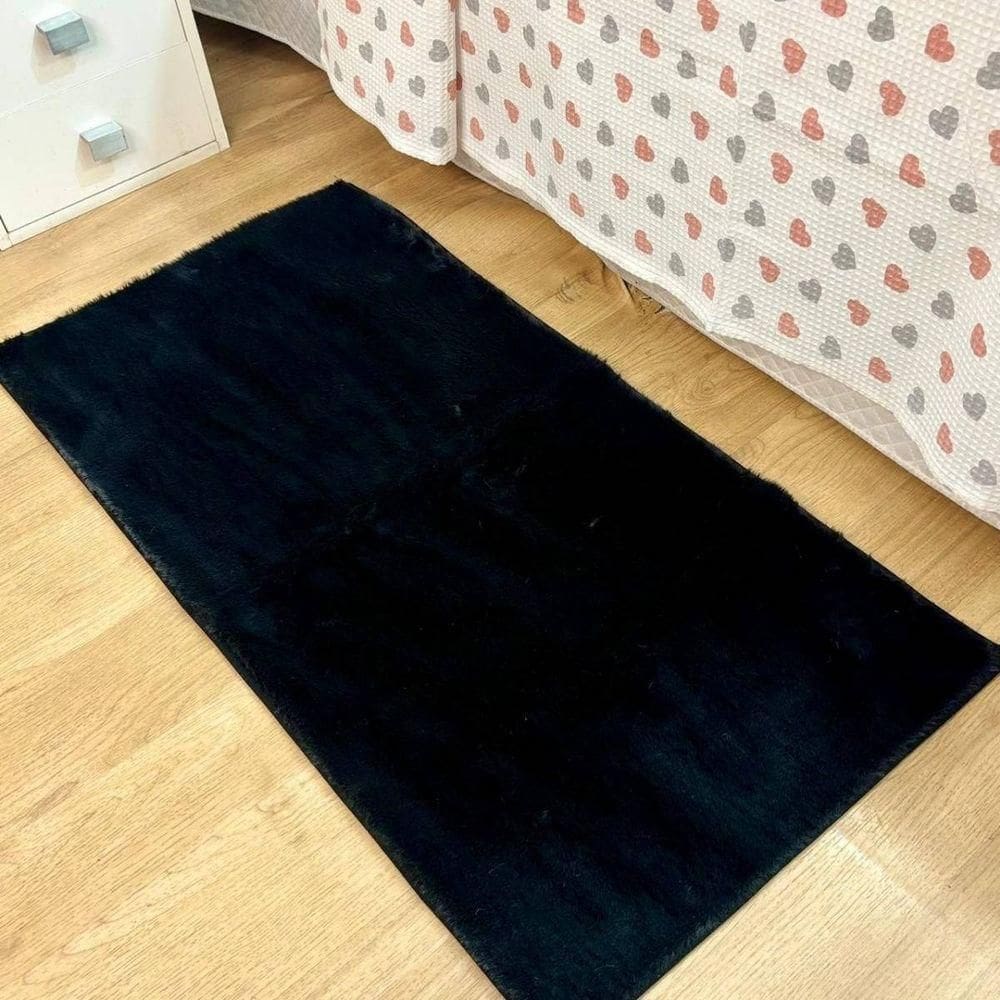 Tapete Chinchila Basa Antiderrapante 50x100cm Preto