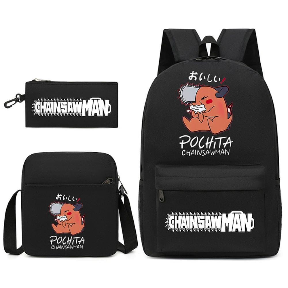 Conjunto de mochilas Chainsaws Mans Pochitas Cartoon Kids School
